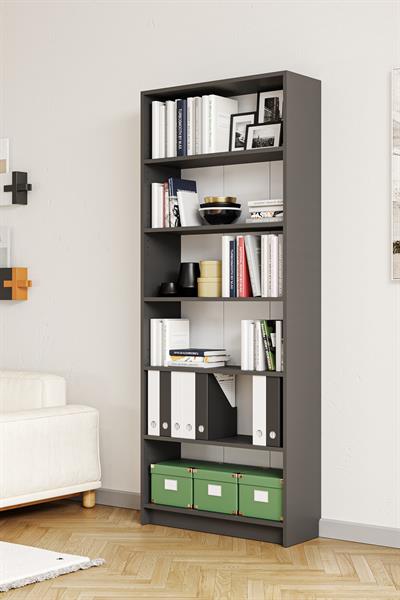 Bili Kitaplık 5 Raflı Geniş Çok Amaçlı Ofis Salon Kitap Dosya Rafı Antrasit