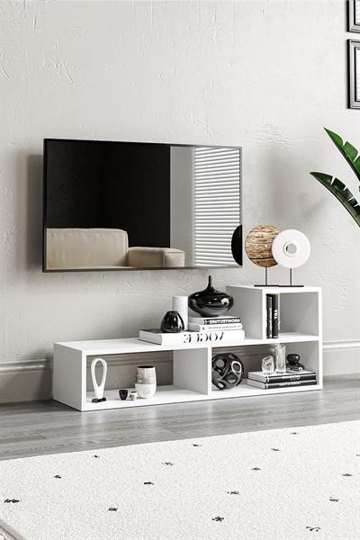 Bucak Çok Amaçlı Kitaplık Tv Ünitesi Beyaz