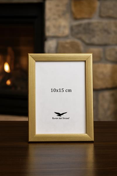 Ermitaj 10cm x 15cm Resim Altın Fotoğraf Belge Poster Evrak Çerçevesi Korumalı Kırılmaz Pleksi Cam