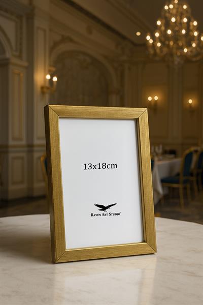 Ermitaj 13cm x 18cm Altın Resim Fotoğraf Belge Poster Evrak Çerçevesi Korumalı Kırılmaz Pleksi Cam