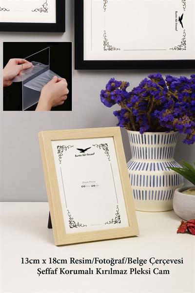 Ermitaj 13cm x 18cm Sedef Resim Fotoğraf Belge Poster Evrak Çerçevesi Korumalı Kırılmaz Pleksi Cam