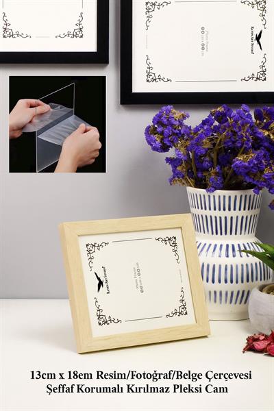 Ermitaj 13cm x 18cm Sedef Resim Fotoğraf Belge Poster Evrak Çerçevesi Korumalı Kırılmaz Pleksi Cam