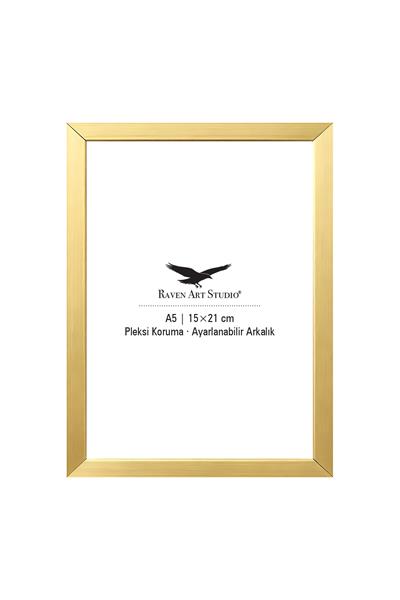 Ermitaj 15cm x 21cm Altın Resim Fotoğraf Belge Poster Evrak Çerçevesi Korumalı Kırılmaz Pleksi Cam