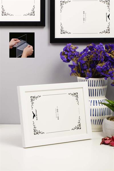 Ermitaj 15cm x 21cm Beyaz Resim Fotoğraf Belge Poster Evrak Çerçevesi Korumalı Kırılmaz Pleksi Cam