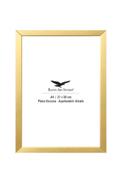 Ermitaj A4 Ebat 21cm x 30cm Altın Resim Fotoğraf Belge Poster Evrak Çerçevesi Korumalı Kırılmaz Pleksi Cam