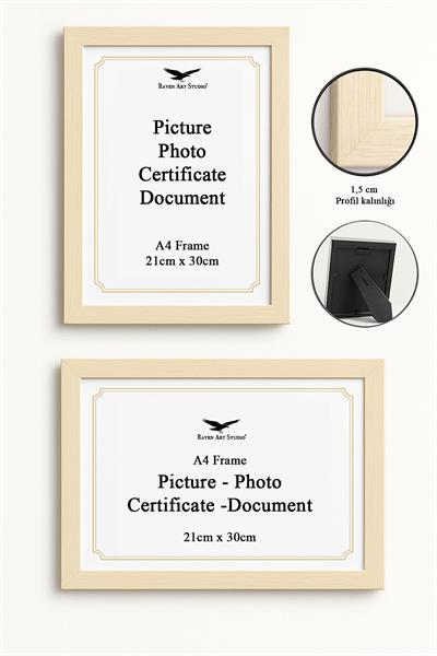 Ermitaj A4 Ebat 21cm x 30cm Sedef Resim Fotoğraf Belge Poster Evrak Çerçevesi Korumalı Kırılmaz Pleksi Cam