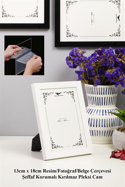 Ermitaj Beyaz 3lü Set 10x15cm + 13x18cm + 15x21cm Korumalı Kırılmaz Pleksi Cam