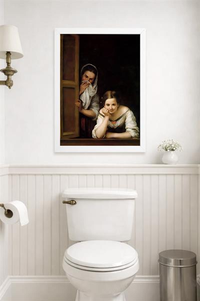 KOI Art Design Girls at the Window Tablo + Ermitaj A3-30x42 cm Beyaz Çerçeve