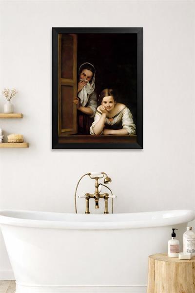 KOI Art Design Girls at the Window Tablo + Ermitaj A3-30x42 cm Siyah Çerçeve