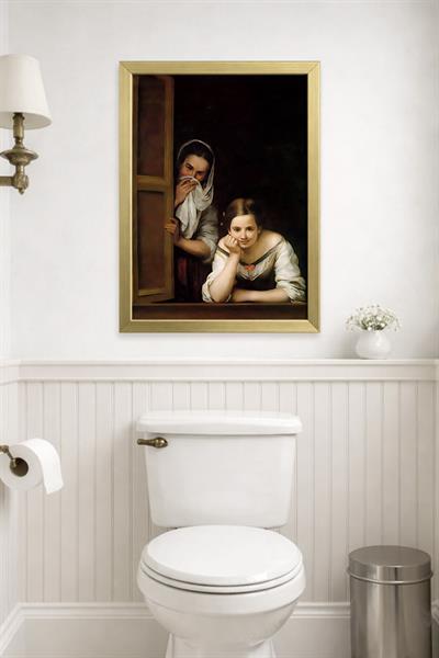 KOI Art Design Girls at the Window Tablo + Ermitaj A3-30x42 cm Altın Çerçeve