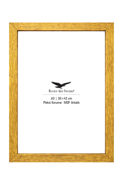 Potala A3-30x42cm Antik Altın Resim Fotoğraf Belge Poster Evrak Çerçevesi Korumalı Kırılmaz Pleksi Cam