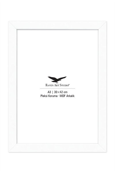 Potala A3-30x42cm Beyaz Resim Fotoğraf Belge Poster Evrak Çerçevesi Korumalı Kırılmaz Pleksi Cam