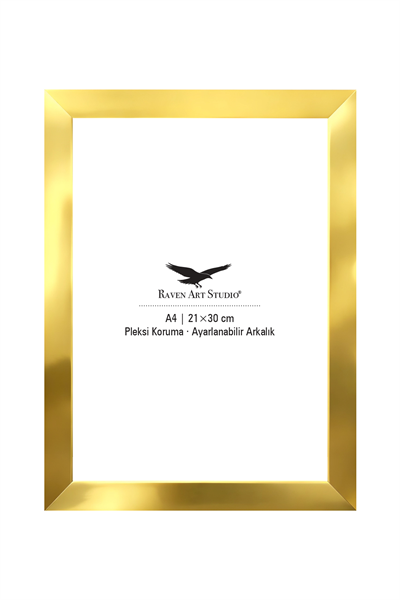 Potala A4-21x30cm Altın Resim Fotoğraf Belge Poster Evrak Çerçevesi Korumalı Kırılmaz Pleksi Cam