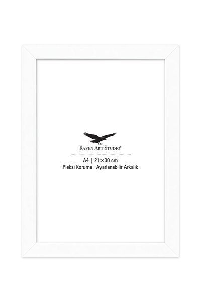 Potala A4-21x30cm Beyaz Resim Fotoğraf Belge Poster Evrak Çerçevesi Korumalı Kırılmaz Pleksi Cam
