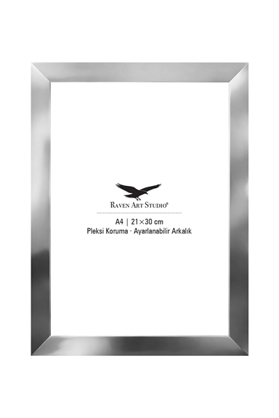 Potala A4-21x30cm Gümüş Resim Fotoğraf Belge Poster Evrak Çerçevesi Korumalı Kırılmaz Pleksi Cam