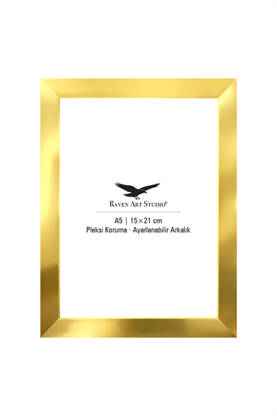 Potala A5-15x21cm Altın Resim Fotoğraf Belge Poster Evrak Çerçevesi Korumalı Kırılmaz Pleksi Cam