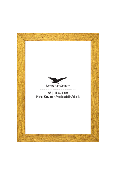 Potala A5-15x21cm Antik Altın Resim Fotoğraf Belge Poster Evrak Çerçevesi Korumalı Kırılmaz Pleksi Cam