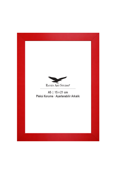 Potala A5-15x21cm Kırmızı Resim Fotoğraf Belge Poster Evrak Çerçevesi Korumalı Kırılmaz Pleksi Cam