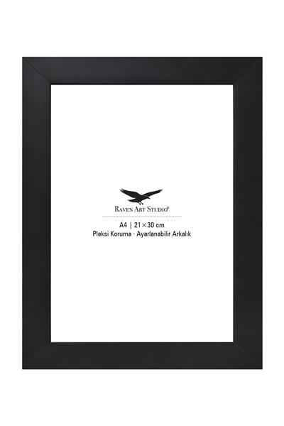 Modern A4-21x30cm Siyah Resim Fotoğraf Belge Poster Evrak Çerçevesi Korumalı Kırılmaz Pleksi Cam