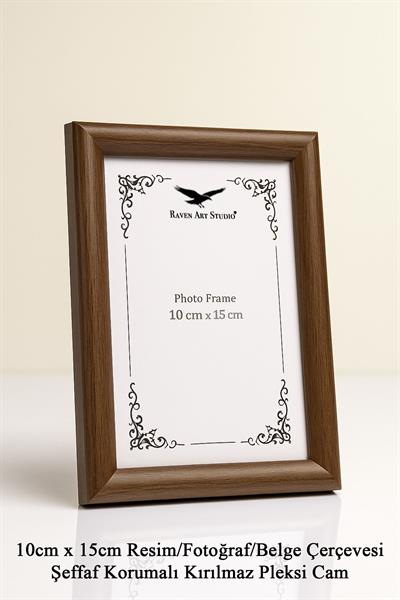 Pergamon 10x15cm Kahverengi Resim Fotoğraf Belge Poster Evrak Çerçevesi Korumalı Kırılmaz Pleksi Cam