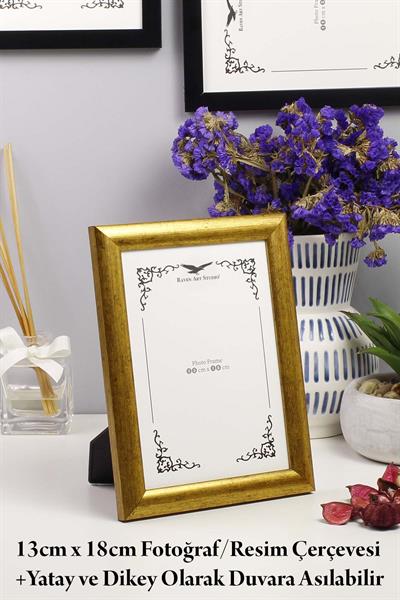 Pergamon 13x18cm Antik Altın Resim Fotoğraf Belge Poster Evrak Çerçevesi Korumalı Kırılmaz Pleksi Cam