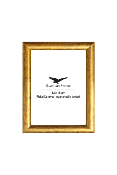 Pergamon 13x18cm Antik Altın Resim Fotoğraf Belge Poster Evrak Çerçevesi Korumalı Kırılmaz Pleksi Cam