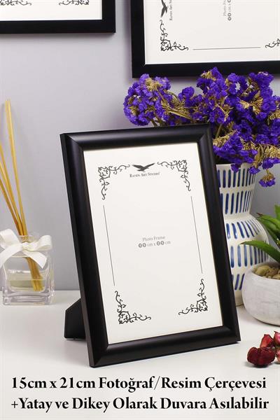 Pergamon 15x21cm Siyah Resim Fotoğraf Belge Poster Evrak Çerçevesi Korumalı Kırılmaz Pleksi Cam