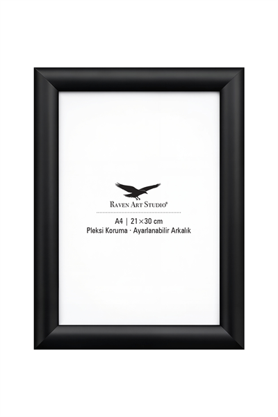 Pergamon A4-21x30cm Siyah Resim Fotoğraf Belge Poster Evrak Çerçevesi Korumalı Kırılmaz Pleksi Cam