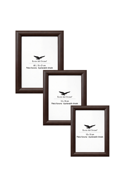 Pergamon Kahverengi 3lü Set 10x15cm + 13x18cm + 15x21cm Korumalı Kırılmaz Pleksi Cam
