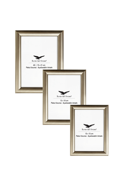 Pergamon Platin 3lü Set 10x15cm + 13x18cm + 15x21cm Korumalı Kırılmaz Pleksi Cam