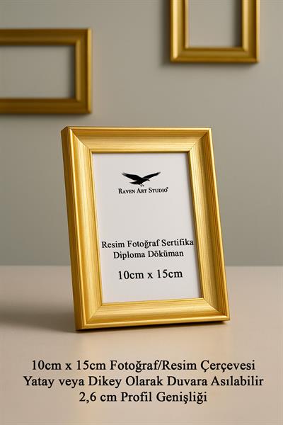 Pyramid 10x15cm Altın Resim Fotoğraf Belge Poster Evrak Çerçevesi Korumalı Kırılmaz Pleksi Cam