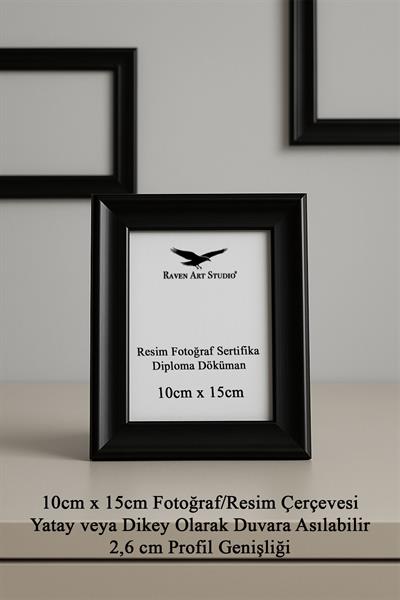 Pyramid 10x15cm Siyah Resim Fotoğraf Belge Poster Evrak Çerçevesi Korumalı Kırılmaz Pleksi Cam