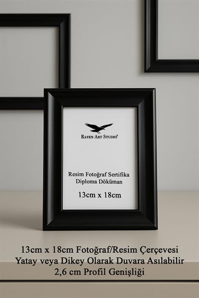 Pyramid 13x18cm Siyah Resim Fotoğraf Belge Poster Evrak Çerçevesi Korumalı Kırılmaz Pleksi Cam