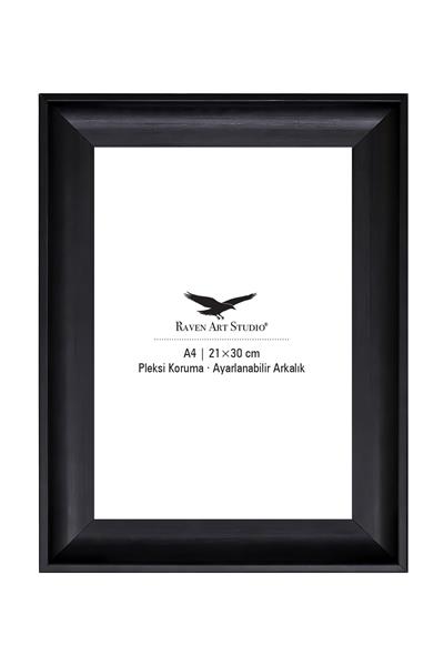 Pyramid A4-21x30cm Siyah Resim Fotoğraf Belge Poster Evrak Çerçevesi Korumalı Kırılmaz Pleksi Cam