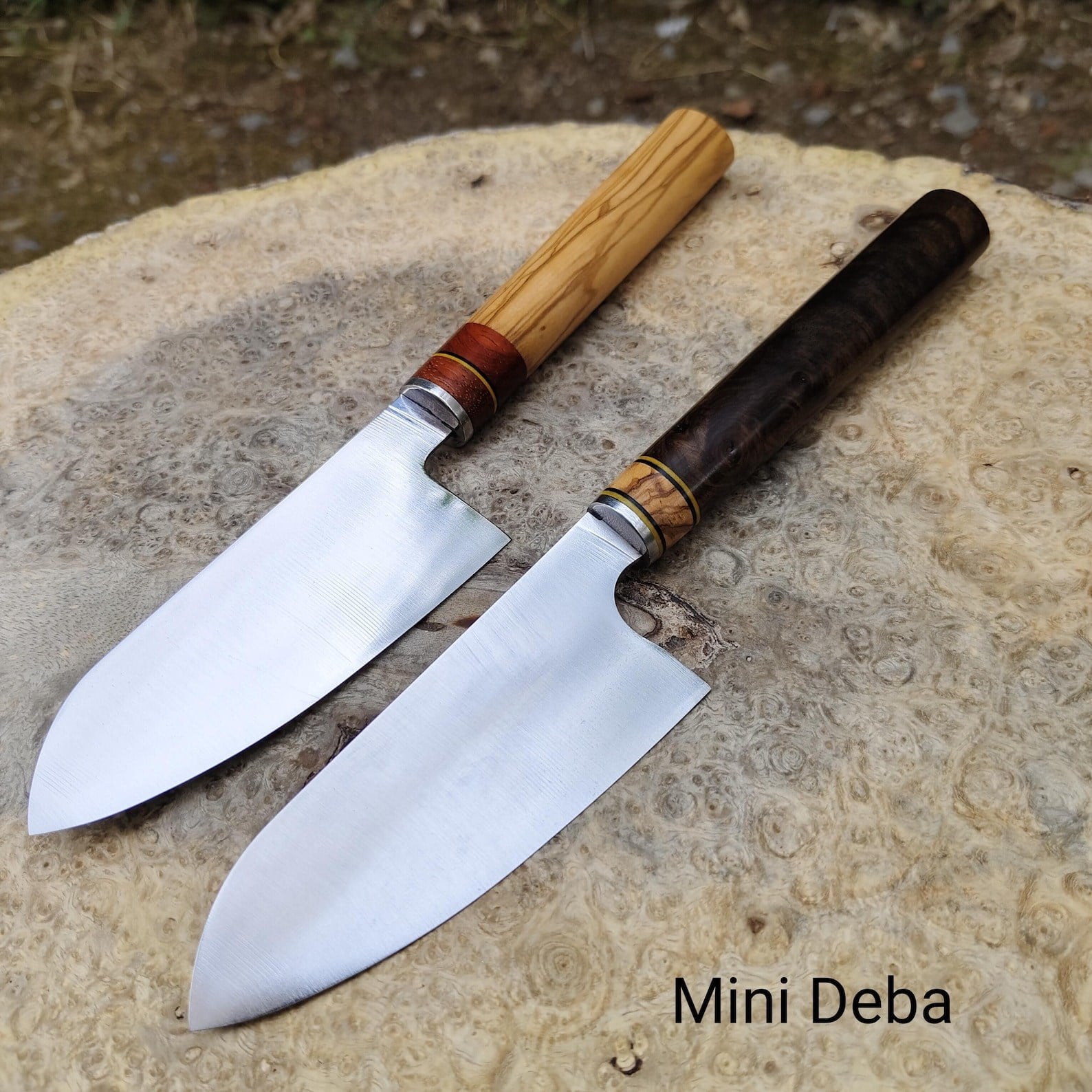 Handmade Japanese Chef Knife - Mini Deba, Walnut Wood Handle