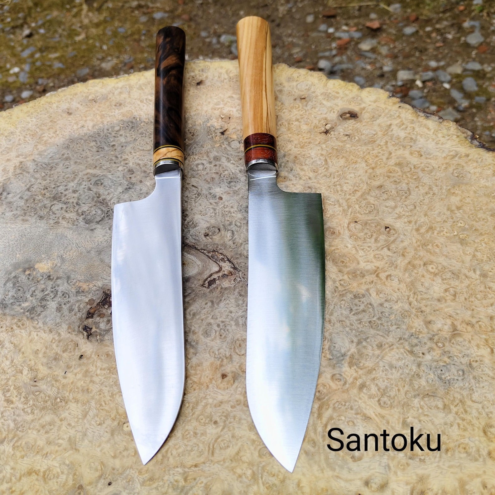 Handmade Japanese Chef Knife - Santoku, Walnut Wood Handle