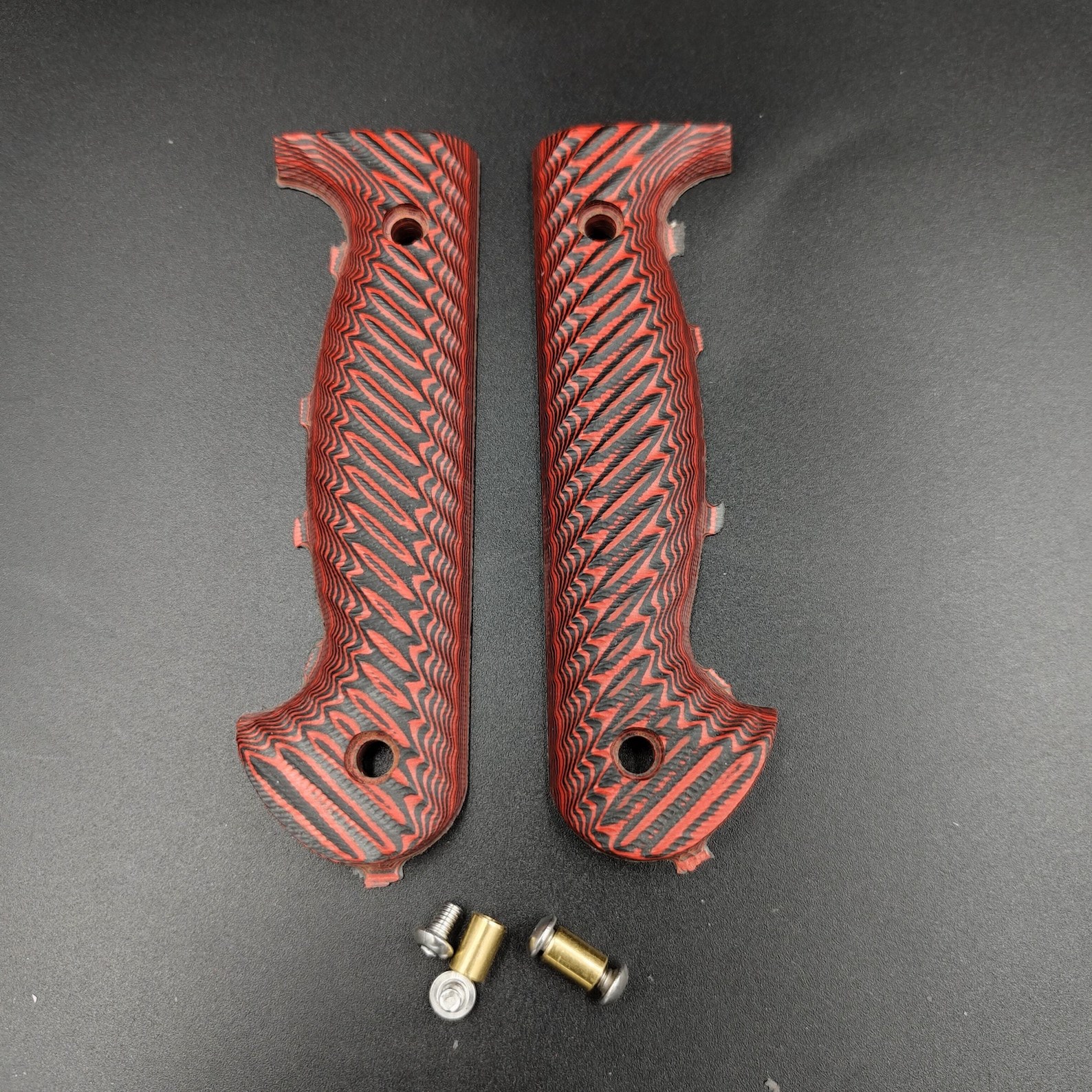 Pre-Shaped Kitchen Knife Handle - Red-Black HPL, Ready to Install
