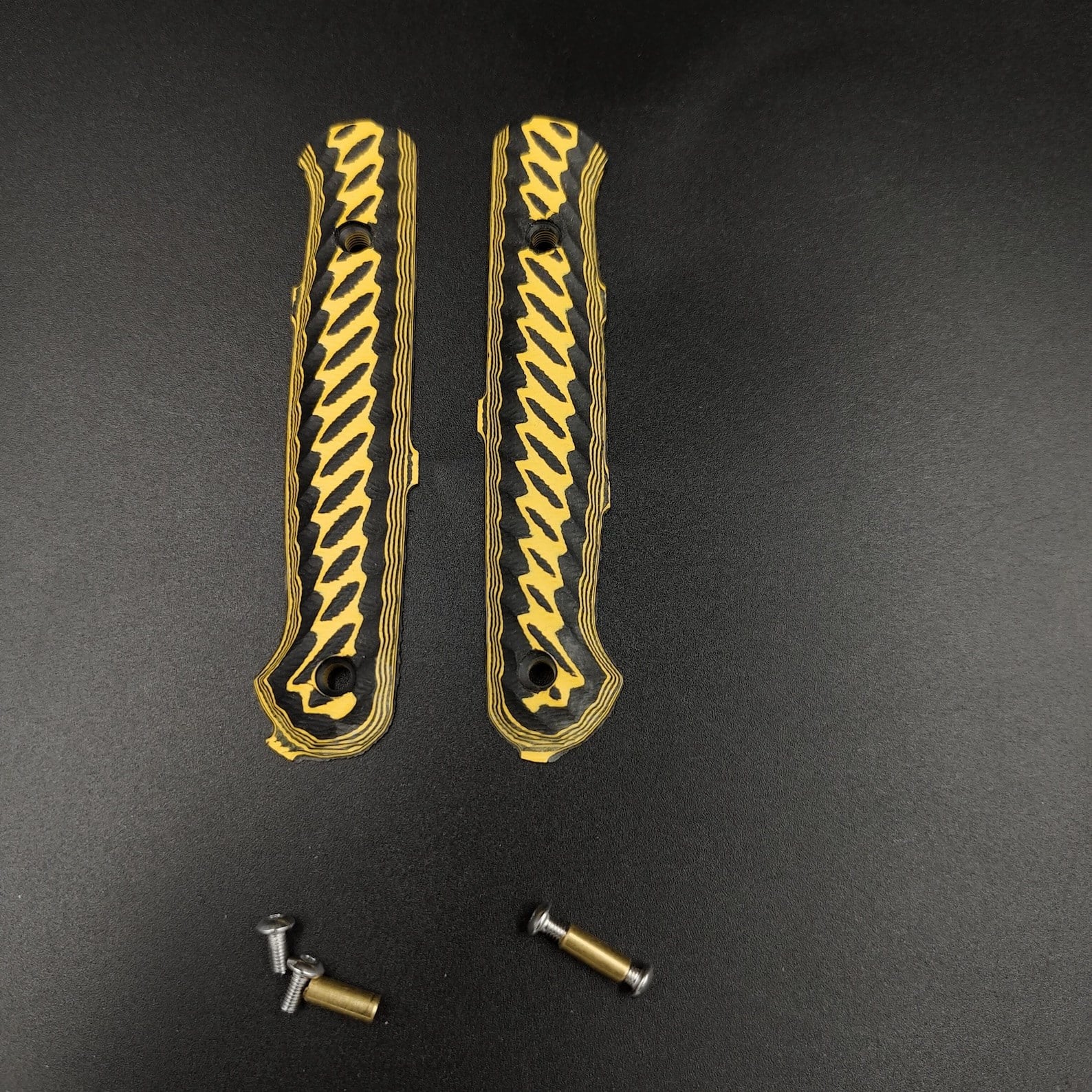 Pre-Shaped Paring Knife Handle - Yellow-Black HPL, Ready to Install
