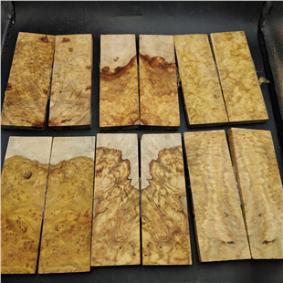 DRY Amboyna Burl Knife Scales - Twin Pair