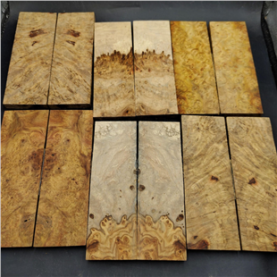DRY Amboyna Burl Knife Scales - Twin Pair