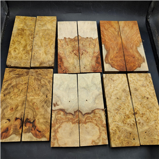 DRY Amboyna Burl Knife Scales - Twin Pair