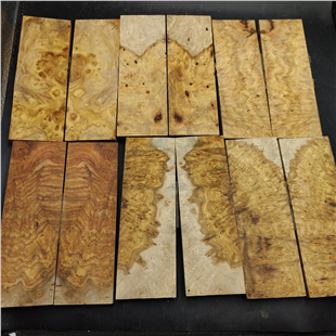 DRY Amboyna Burl Knife Scales - Twin Pair