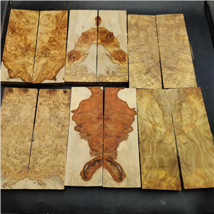 DRY Amboyna Burl Knife Scales - Twin Pair