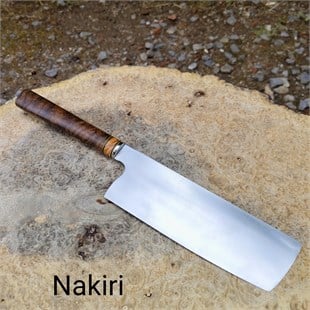 Handmade Japanese Chef Knife - Nakiri, Walnut Wood Handle