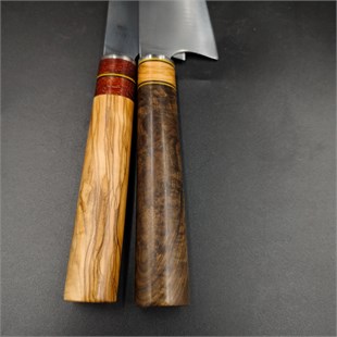 Handmade Tanto Chef Japanese Kitchen Knife - Walnut Wood Handle