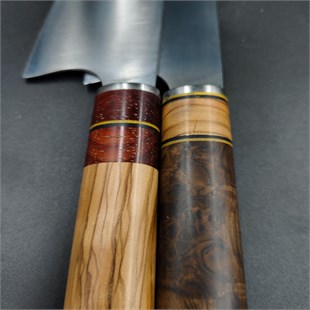 Handmade Tanto Chef Japanese Kitchen Knife - Olive Wood Handle