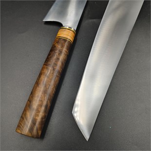 Handmade Tanto Chef Japanese Kitchen Knife - Walnut Wood Handle