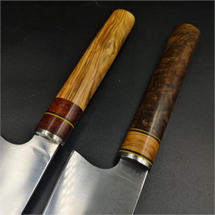 Handmade Tanto Chef Japanese Kitchen Knife - Olive Wood Handle