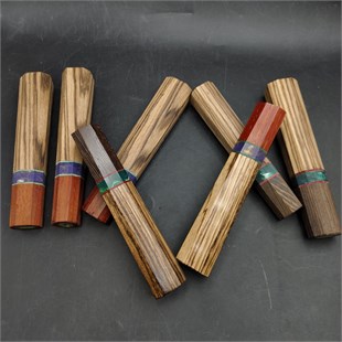 Octagonal Wa Handle for Japanese Chef Knives - Wenge, Green Liner and Zebrano