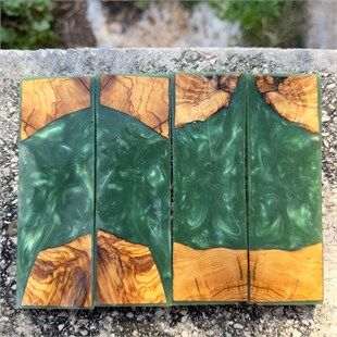Olive Wood Resin Hybrid Knife Scales - Dark Green